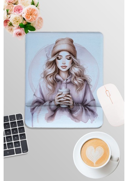 Dört Mevsim Temalı No:1 Coffee Baskılı Oyuncu Gaming Dikdörtgen Bilek Destekli Mousepad