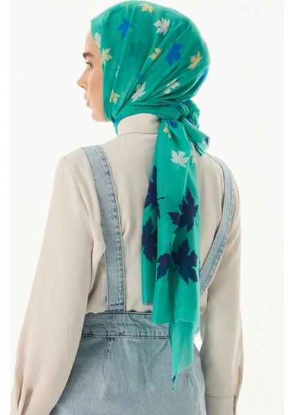 Zeta Yeşil Yaprak Desen Pamuklu Şal modelleri