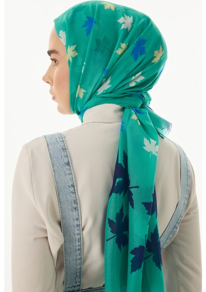 Zeta Yeşil Yaprak Desen Pamuklu Şal indirimleri