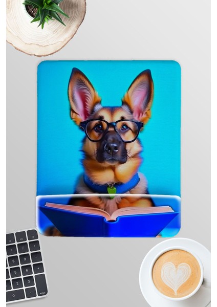 Kitap Okuyan Sevimli Köpekler No:1 Oyuncu Gaming Dikdörtgen Bilek Destekli Mousepad