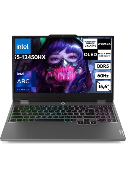 Loq 15IAX9I I5-12450HX 48 GB 256 GB SSD Arc A530M 15.6" 144Hz Fhd Windows 11 Pro Taşınabilir Bilgisayar 83FQ000UTRAT81