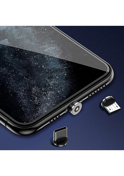 Floveme 540 Dönebilen Miknatisli USB Sarj Kablosu 3 Baslik(Iphone+Type-C+Micro 1m-( - KA7473-5383 fırsatları