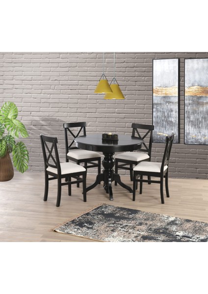 Siyah Alaçatı Sandalye Soft-01 100*100+30 Fiskos Açılır Lake Masa Takımı
