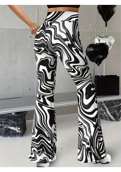 Kadın Yüksek Bel Zebra Desenli Tayt modelleri