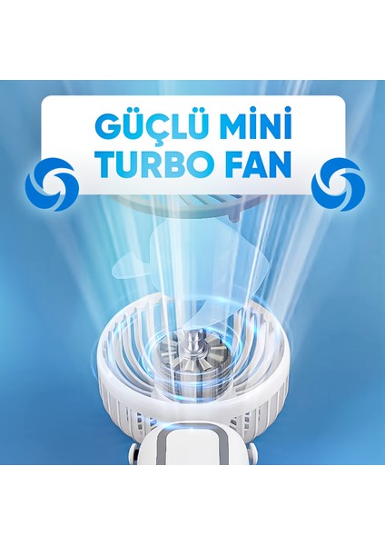 Katlanabilir Taşınabilir Şarjlı Sessiz Mini El Fanı Askılı Serinletici Güçlü El Fanı Vantilatör