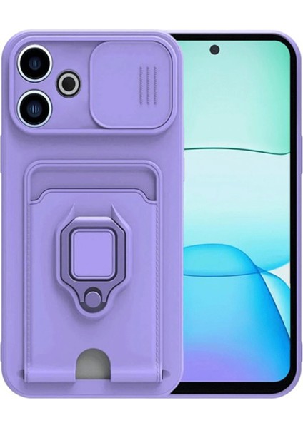 Xiaomi Redmi 13 4g Kılıf Zuma Kartvizitli Yüzüklü Silikon - Lila - KA8952-7715