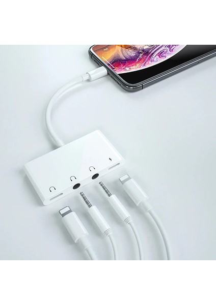 Ally Iphone 14-13-12-11 4in1 Otg Ses Adaptörü Çift Dc 3.5mm JACK-(1903) - KA3836-8392