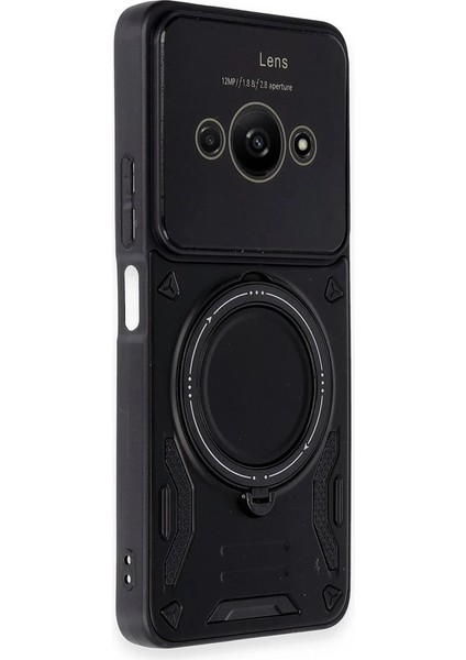 Xiaomi Poco C61 Kılıf Joy Lens Standlı Kapak - Siyah - KA8208-9887
