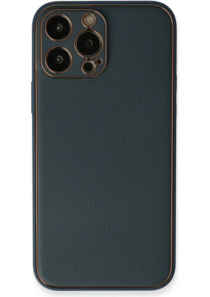 iPhone 13 Pro Kılıf Coco Deri Silikon Kapak - Mavi - KA4485-5871