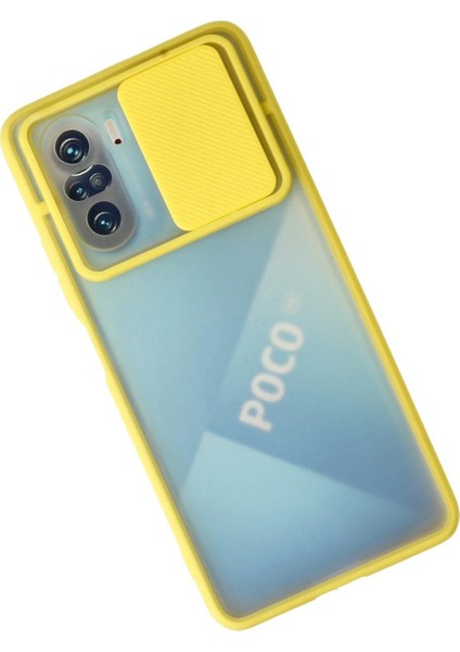 Xiaomi Poco F3 Kılıf Palm Buzlu Kamera Sürgülü Silikon - Sarı - KA5301-2974