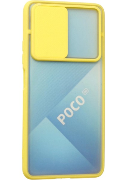 Xiaomi Poco F3 Kılıf Palm Buzlu Kamera Sürgülü Silikon - Sarı - KA5301-2974