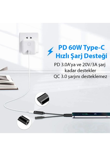 Ally Iphone 15 Için Type-C Şarj + 3.5mm Kulaklık 2in1 Çevirici ADAPTÖR-(1903 - KA8927-1309