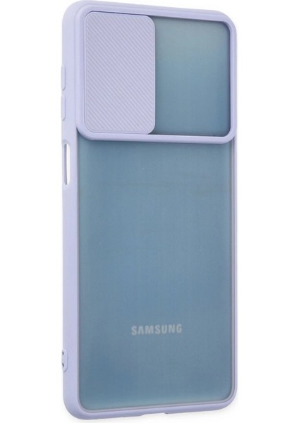 Samsung Galaxy M52 5g Kılıf Palm Buzlu Kamera Sürgülü Silikon - Lila - KA9668-9932