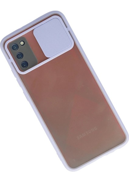 Samsung Galaxy A02S Kılıf Palm Buzlu Kamera Sürgülü Silikon - Lila - KA6025-7395