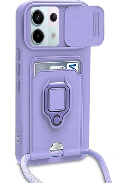Xiaomi Redmi Note 13 Pro 5g Kılıf Zuma Kartvizitli Yüzüklü Silikon - Lila - KA2288-3260