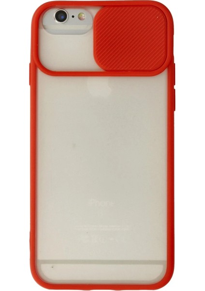 iPhone 6 Kılıf Palm Buzlu Kamera Sürgülü Silikon - Kırmızı - KA8693-6357