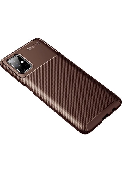 Samsung Galaxy M51 Kılıf Auto Focus Karbon Kapak - Kahverengi - KA3021-7536