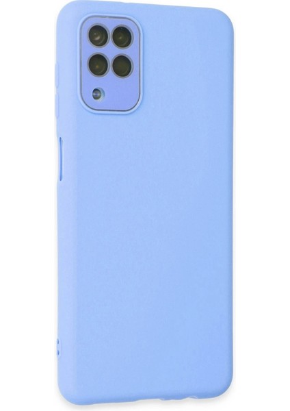 Samsung Galaxy A22 Kılıf Lansman Glass Kapak - Mavi - KA7382-8914