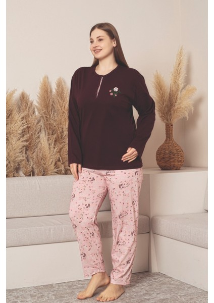 X-Dreamy Büyük Beden Pamuklu Düğmeli Yaka Uzun Kollu Penye Pijama Takımı fiyatları