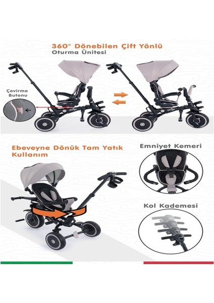 Happy Dino Plus 360 Tamamen Katlanabilir Çocuk Bisikleti Bej fiyatları