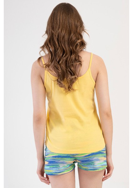 Pamuklu Kadın Ip Askılı Şortlu Pijama Takım , 408365