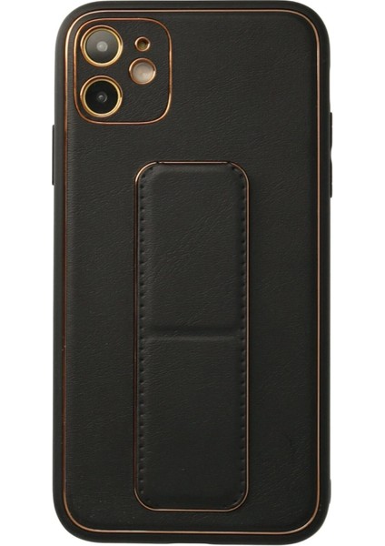 iPhone 12 Kılıf Coco Deri Standlı Kapak - Siyah - KA5368-8058