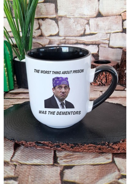 Prison Mike The Office Baskılı Içi ve Kulpu Siyah Renkli Premium Kupa Bardak