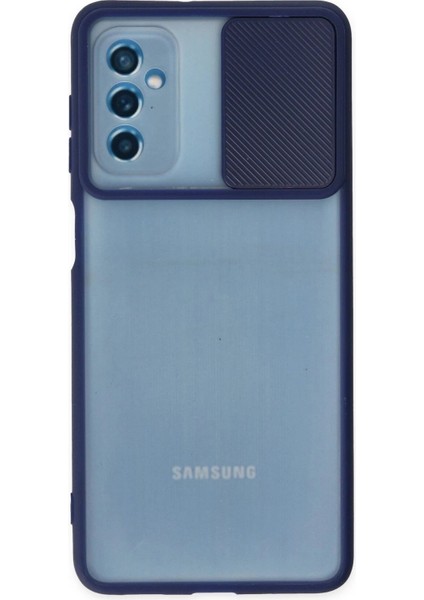 Samsung Galaxy M52 5g Kılıf Palm Buzlu Kamera Sürgülü Silikon - Lacivert - KA9265-6487
