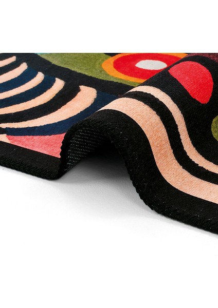 Lumina Renkli Soyut Desen Dekoratif Halı Püsküllü Yıkanabilir Ince Yazlık Tasarım Halı