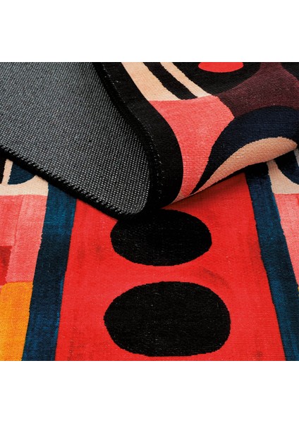 Lumina Renkli Soyut Desen Dekoratif Halı Püsküllü Yıkanabilir Ince Yazlık Tasarım Halı