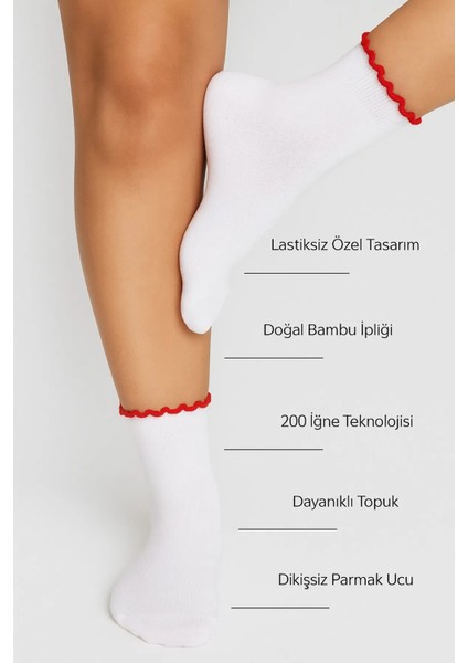 Bambu Kadın Lastiksiz Kırmızı Fırfırlı Lastiksiz Dikişsiz Kadın Soket Çorap Iz Bırakmaz Sıkmayan Çorap fiyatları