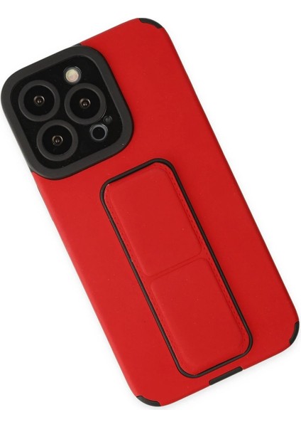 iPhone 13 Pro Max Kılıf Mega Standlı Silikon - Kırmızı - KA8920-7025