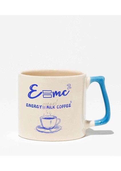 E=mc2 Baskılı | Eğlenceli Komik Fizik Hediyelik | Mavi Kulplu Modern Seramik Kupa