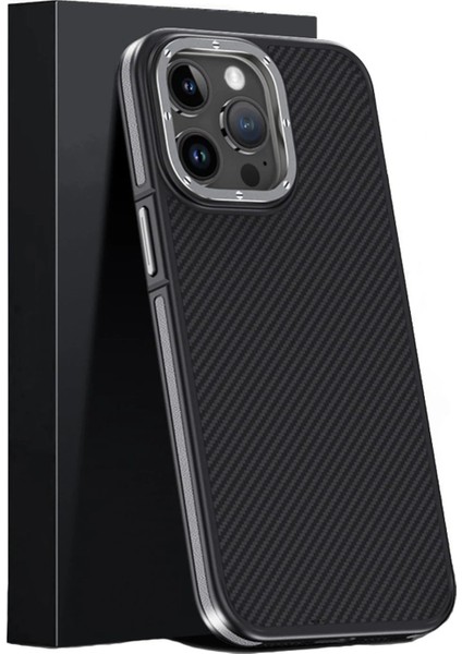 iPhone 15 Pro Kılıf Aramid 600D Kevlar Karbon Fiber Magsafe Kapak - Gri - KA3167-8605