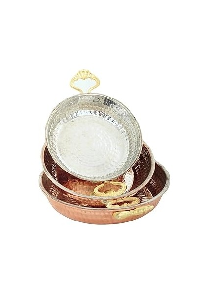 Kt Home Bakır Tava Sahan Seti Yumurta Tavası 3'lü 14-16-18 cm Ince