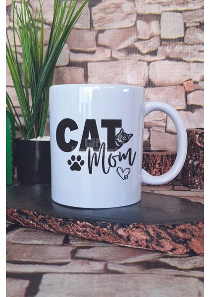 Cat Mom Kedi Annesi Kedisever Sevimli Hediyelik Baskılı Çay Kahve Sunum Kupa Bardak