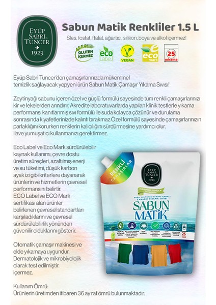 Sıvı Sabun Matik 1.5 L Renkliler Eyüp Sabri 13 Al 11 Öde ve Rosıe Hediye