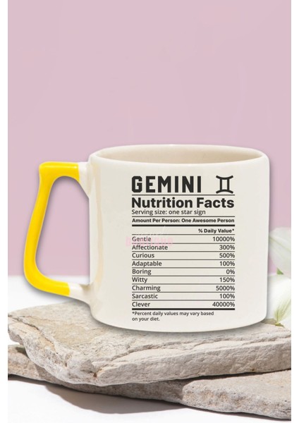 Ikizler Burcu "gemini Nutrition Facts" Eğlenceli Arkadaşa Doğum Günü Hediye Sarı Kulplu Kupa Bardak