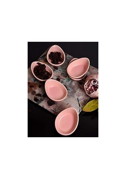 Keramika Açık Pembe Mini Gondol Çerezlik/sosluk 8 cm 6 Adet