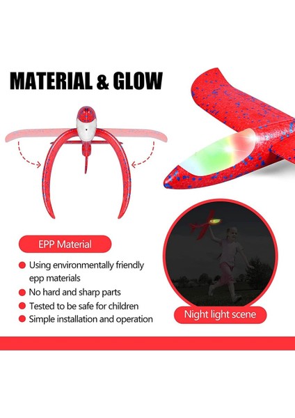 Çocuk Köpük Uçak Oyuncak -Led Işıklı-El Planörü,elle Atılan Eğlenceli Dayanıklı Uçan Oyuncak fırsatları