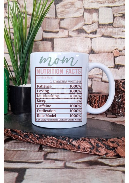 Mom Nutrition Facts Eğlenceli Anneler Günü Hediyelik Baskılı Çay Kahve Sunum Kupa Bardak