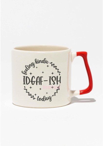 "feeling Kinda" Minimalist Sarkastik Mod Arkadaşa Doğum Günü Hediye Kırmızı Kulplu Kupa Bardak
