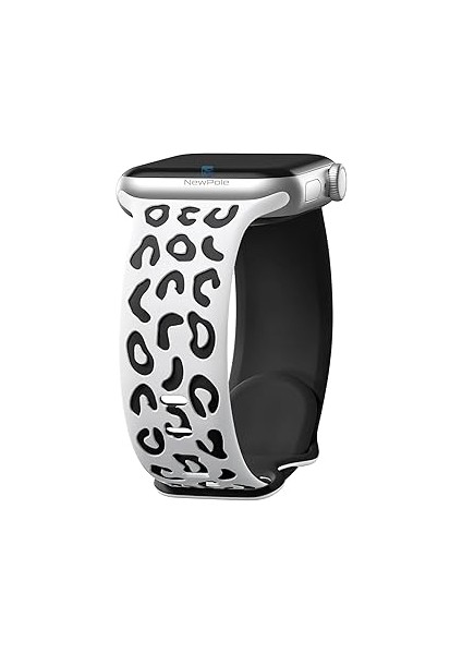 Newpole Watch 42MM(SERI 10) 41MM 40MM 38MM ile Uyumlu Kordon Leopar Desenli Kordon Kopma Karşıtı Ra