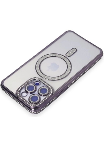 Newface iPhone 15 Pro Max Kılıf Joke Simli Magneticsafe Kılıf - Derin Mor fiyatları