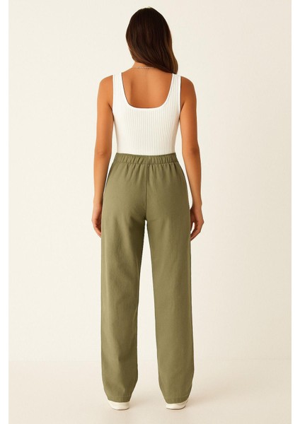 Kadın Pantolon – Yüksek Bel, Bağcıklı, Salaş Rahat Kalıp, Günlük ve Şık Kullanım fiyatları