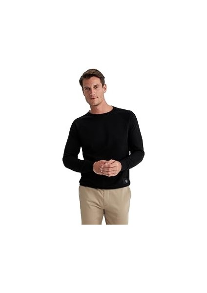 Regular Fit Basic Dokuma Etiketli Sweatshirt