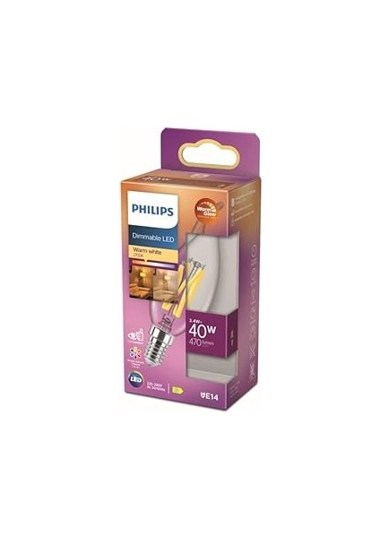 Lighting 871951432437400 LED Eek D (A - G) E14 Mum Şeklinde 3.4W = 40W Beyaz (Ø x U)