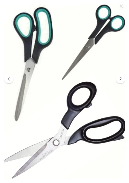 3lü Set (14-21-23 Cm) Paslanmaz Çelik Kumaş Karton Kağıt Kesme Kesim Keskin Terzi Makası