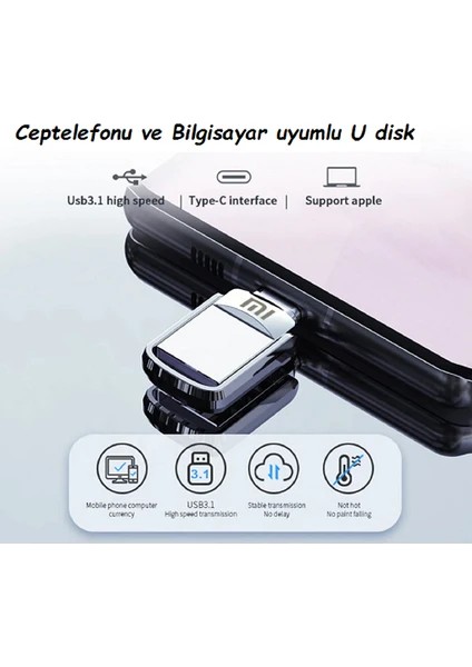 1 Tb Hem Telefona Hem Bilgisayara Takılabilen Typc-Egirişli USB & Flashbellek