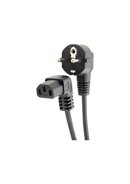 C13 Power Kablo - 90 Derece L Uç - Dik Açılı - Standart Power Kablosu - 1.8 mt